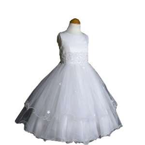   Girls White Organza Tiered Dress Formal Gown (13 14): Everything Else
