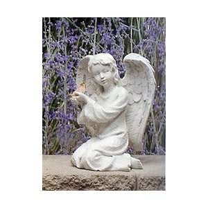   Angel With Orange Bird Garden Statues With Verse Patio, Lawn & Garden