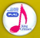 King Crimson 1982 tour WPLJ radio badge button pinback