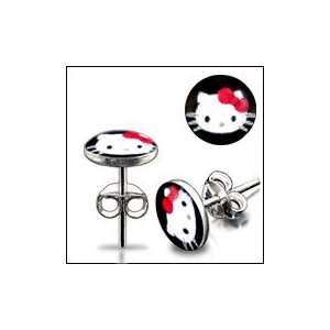    Hello Kitty Logo Silver Earring Body Piercing Jewelry Jewelry