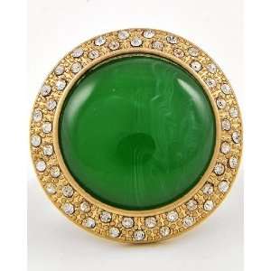   Kate Howard ~ Green and Gold Adjustable Stretch Cocktail Fashion Ring
