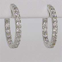 WHITE LARGE HOOP CZ CUBIC ZIRCONIA EARRINGS IN & OUT  