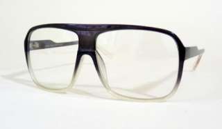 Black Aviator Retro Square Large Glasses Clear Lens 70s  