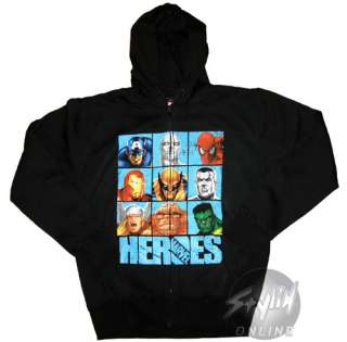 Marvel Comics Heroes Collage Zippered Hoodie Hooded L  
