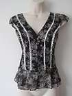 Ann Taylor Loft black lace XS top shirt xsmall  
