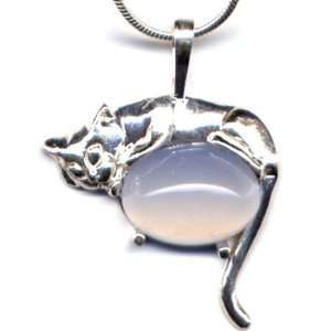  Sterling Silver Cat Pendant 16 Chain Necklace Cat Jewelry 
