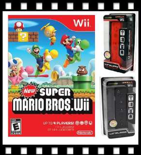 New Super Mario Bros. Wii Game + 2 Remotes Wiimote Red and Black ~S 