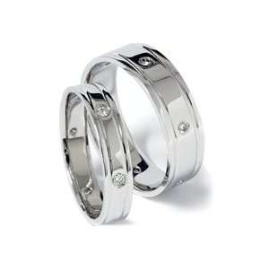 MODERN .36CT Matching His Hers Spaced Diamond Wedding Bands 14K White 