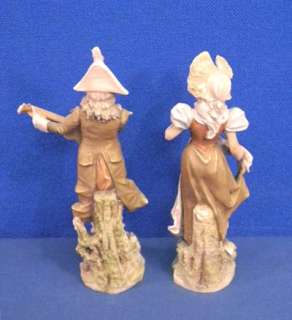   Royal Dux Figurines 332 + 333 Guitar Player Man + Woman Old  