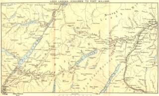 SCOTLAND: Loch Laggan Kingussie to Fort William, 1887 map  