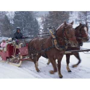 Horse Drawn Sleigh Making for Pontressina in a Snow Storm, in 