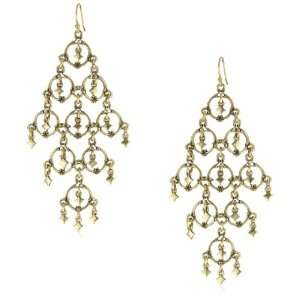 Lucky Brand Into The Wild Gold Tone Metal Drop Chandelier Earrings