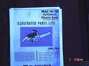 McCulloch Mac 10 10 automatic Parts list  