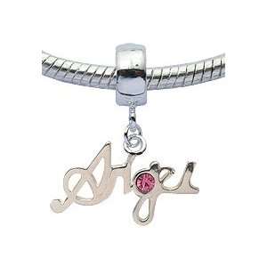  Lovely silver ANGEL with crystal charm   fits pandora 