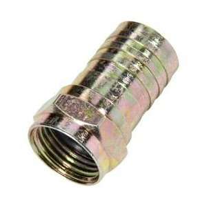   Rg6 Crimp On Connector W/ O Ring Long Barrel Brass Plated Weatherproof