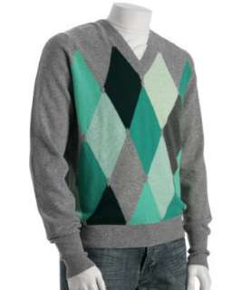 Ballantyne green cashmere argyle sweater  