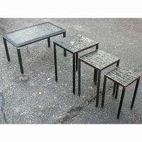  nesting coffee side patio tables features black blue mosaic top 