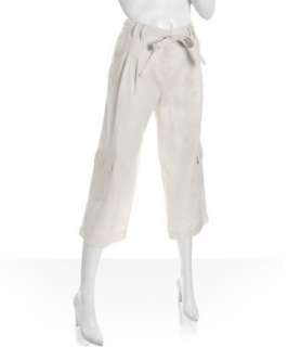 Cynthia Steffe ivory linen drawstring cargo cropped pants   up 