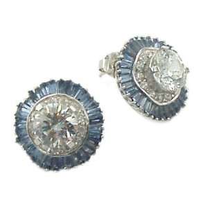   Silver Blue and White CZ Deco Style Earrings [Jewelry]: Jewelry