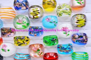   50pcs Sz#7 #9 colored Exquisite pretty murano glass rings New  