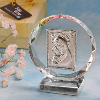 40 Exquisite Madonna And Child Crystal Plaque Christening / Baby 