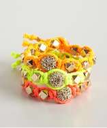 Ettika set of 3   neon and gold beaded woven bracelets style 