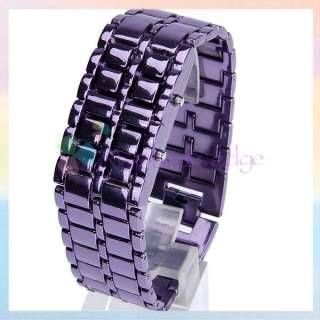 Red LED Digital Sport Wrist Watch Lava Purple Strap N1  