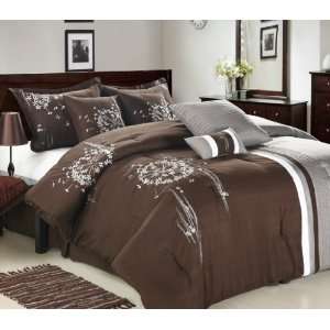   Oversized and Overfilled Comforter Set, Brown, King