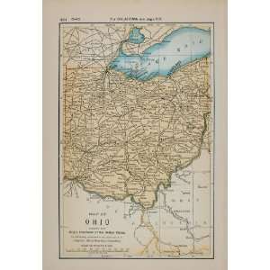 1891 Print Map Ohio Lake Erie Geography Geographical   Original Print