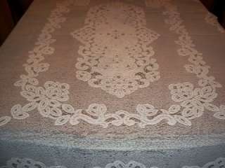   OFF WHITE CREME IVORY OVAL TABLECLOTH SHEER LACE 64X88 FLORAL CTCF558