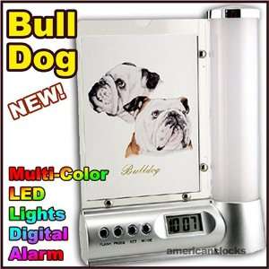   Bull Dog Photo Frame Digital Dog Alarm Clock Light