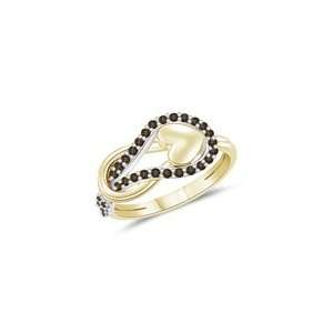   36 Cts Champagne Diamond Heart Love Knot Ring in 14K Two Tone Gold 3.5