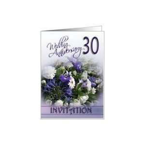  30th Wedding Anniversary Invitation Blue Bouquet Card 