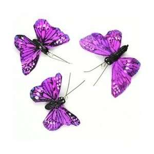  Purple Feather Butterfly (Pack of 3) Arts, Crafts 