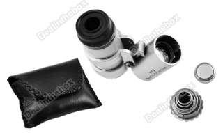mini 45x led light pocket microscope magnifier loupe