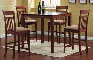 Pc 40” Square Walnut Bar Table w/ 4 Chairs Dining Set  