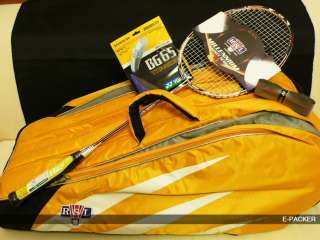   X5 White Badminton Racket + Yonex 65TI + Hand Grips + RB712 Racket Bag