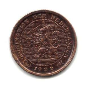  1922 Netherlands ½ Cent Coin KM#138 