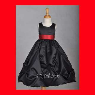 BLACK APPLE RED KIDS FLOWER GIRL DRESS SM LG 2 4 6 8 10  