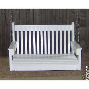  4 Foot White Painted High Back Porch Swing with Chain 