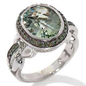  Victoria Wieck Prasiolite & Green Diamond Ring SZ 6  