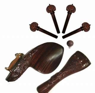 HAND CARVED ROSEWOOD OR ITALIAN BOXWOOD VIOLIN FITTINGS  