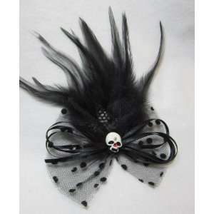  Black Bow with Skull Hair Clip 
