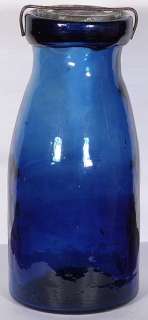 COBALT BLUE Fruit Jar WAX SEALER Quart PONTILED  