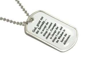 Serenity Prayer God Grant Me Military Dog Tag Keychain  