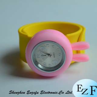   Cute Rabbit Snap Slap Colorful Bracelet Silicone Watch EZF  