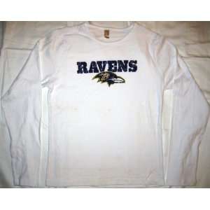  Baltimore Ravens White Womens Long Sleeve T shirt (Large 