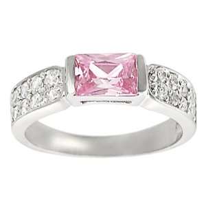    Tressa Sterling Silver Pink and White Cubic Zirconia Ring Jewelry