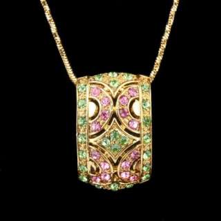   GP Peridot Pink Rhinestone Pendant Necklace SWAROVSKI crystal  