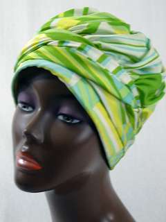 Fabulous Vintage 60s Multi color Satin Fabric Turban Hat